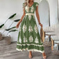Women's Summer Flowy Maxi Dress Casual Cap Sleeve V Neck Smocked Waist Beach Sundress - www.Shopthatapp.com