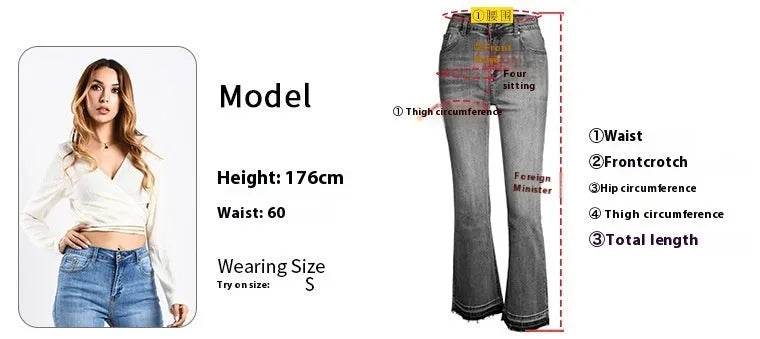 Women's Washed Elastic Loose Wide Leg Ankle-length Bootcut Jeans - www.Shopthatapp.com
