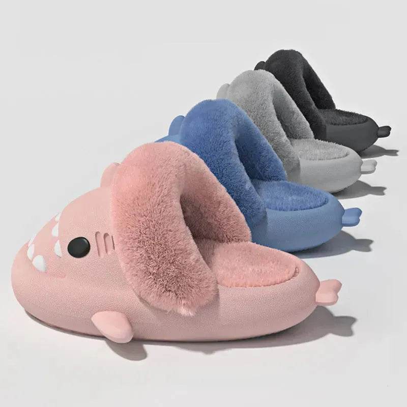 Winter Shark Slippers Detachable Warm Fuzzy Slippers Bedroom House Shoes Women - www.Shopthatapp.com