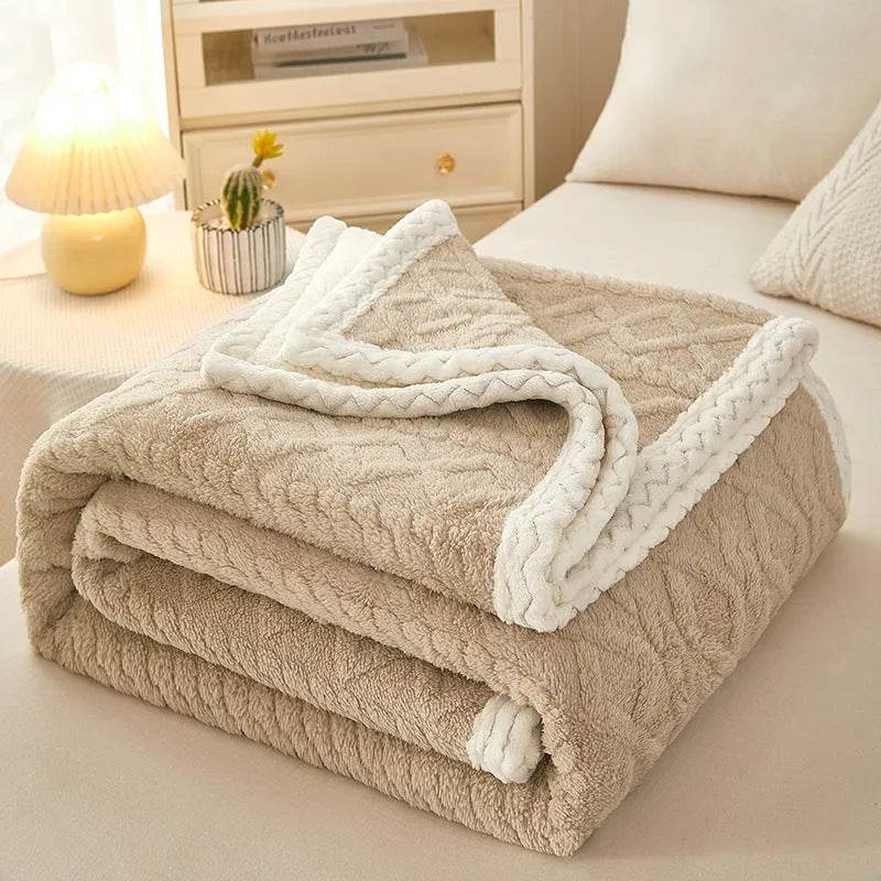 Blanket Double Thickened Warm Coral Fleece Sofa Winter Blanket - www.Shopthatapp.com
