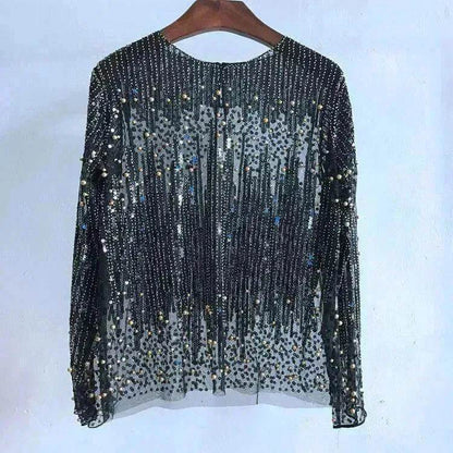Fashion Bottoming Sequined  evening Top blouse  For Women - www.Shopthatapp.com