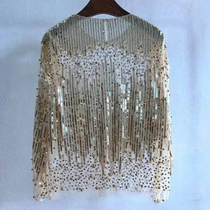 Fashion Bottoming Sequined  evening Top blouse  For Women - www.Shopthatapp.com