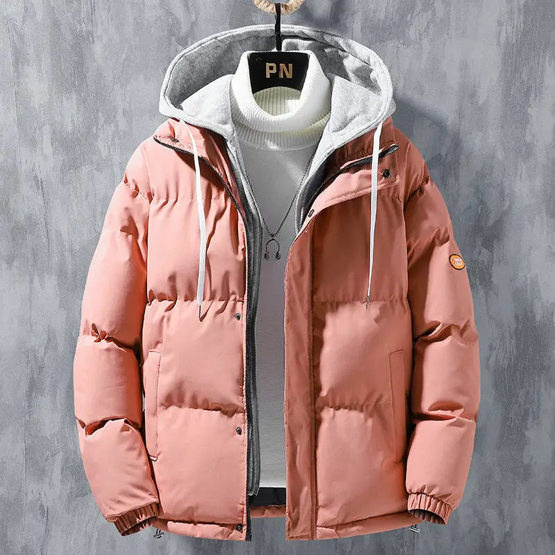 Fashion Hooded Jacket Men Winter Windproof Thickened Two-piece Coat Solid Leisure Sports Cotton Jacket - www.Shopthatapp.com