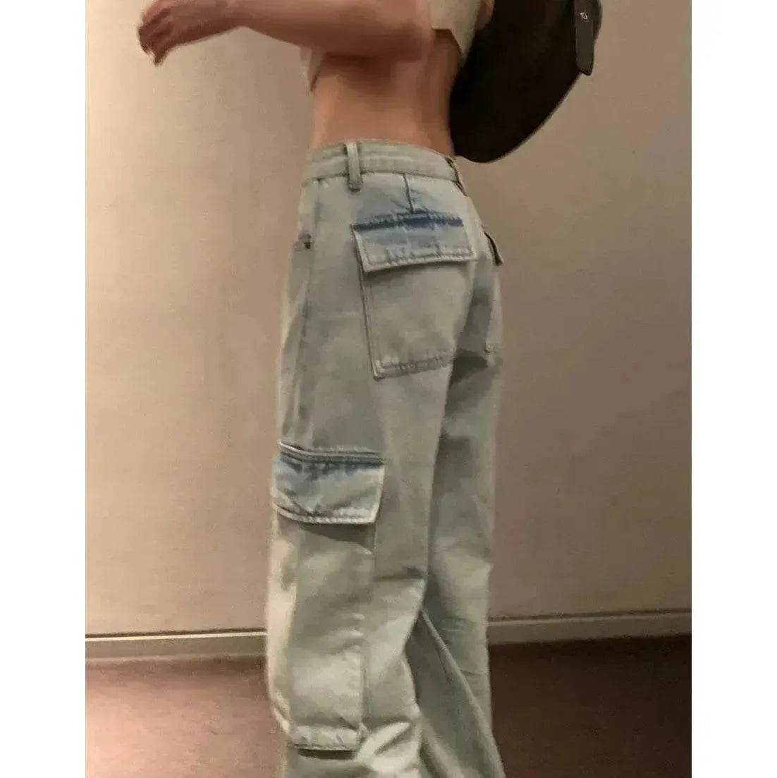 Fashion Y2K street Personality wide-leg  Denim Jeans Trousers Women - www.Shopthatapp.com