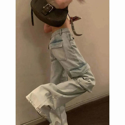 Fashion Y2K street Personality wide-leg  Denim Jeans Trousers Women - www.Shopthatapp.com