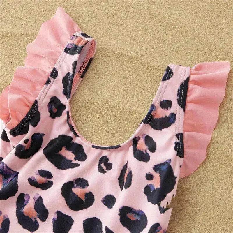 Fashion Simple Pink Leopard Print Parent-child Swimsuit - www.Shopthatapp.com