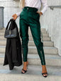 Fashion Slim-fitting Leather Trousers Women Waist-cinching Zipper Design Pants With Pockets - www.Shopthatapp.com