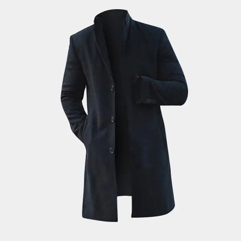 Fashion Winter Men's Trench Long Jackets Coats Overcoat Classic Jackets Solid Slim Fit Outwear Hombre Men Clothes Khaki Black - www.Shopthatapp.com