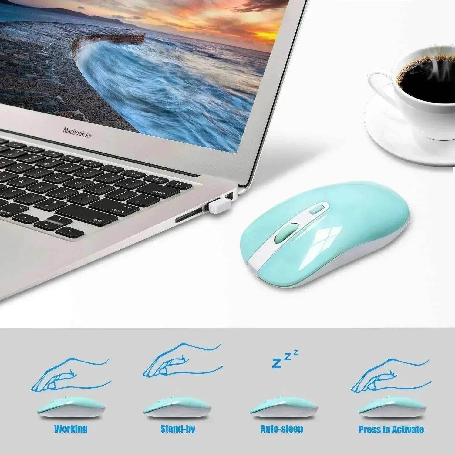 fashion wireless keyboard mouse set 2.4G thin   desktop laptop accessories - www.Shopthatapp.com