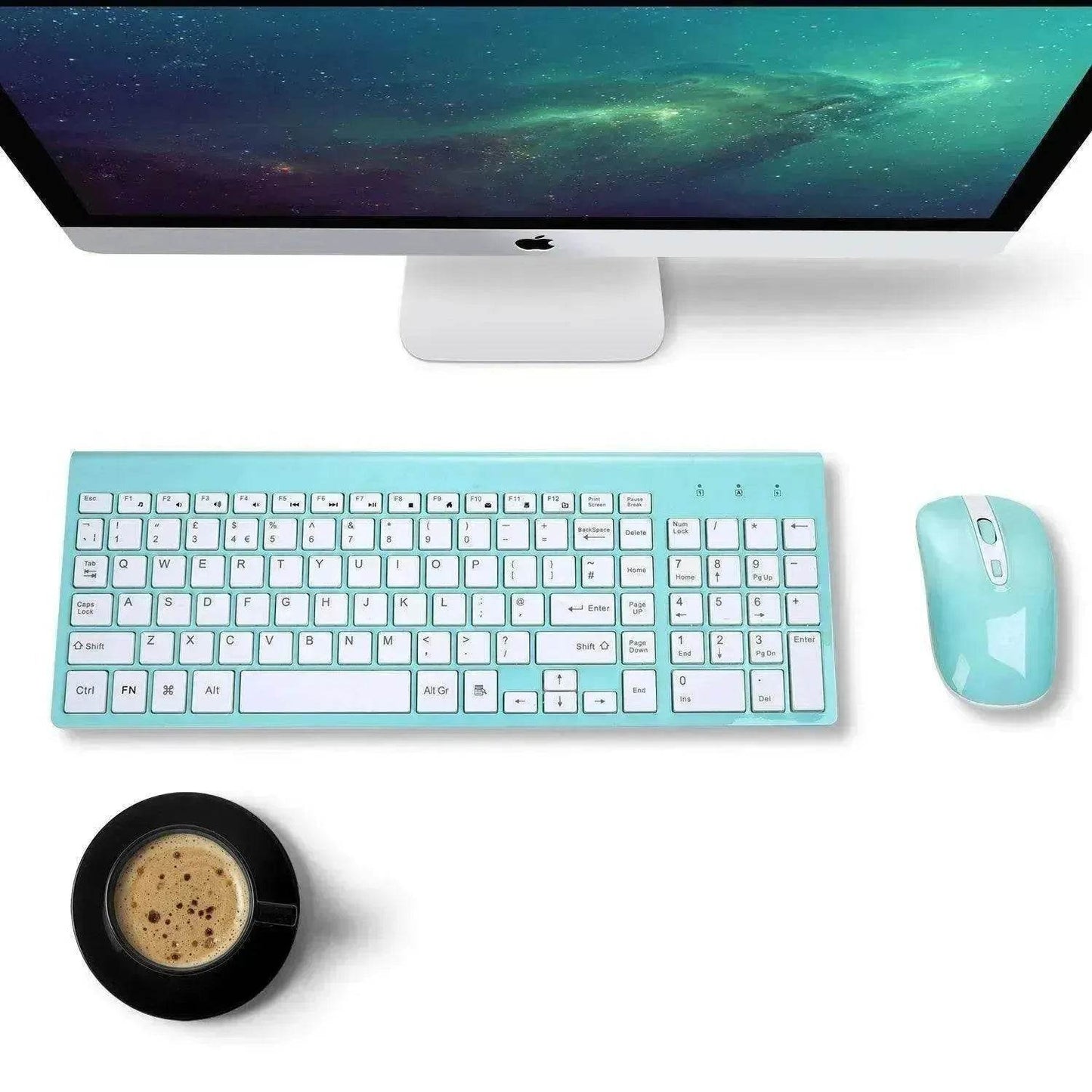 fashion wireless keyboard mouse set 2.4G thin   desktop laptop accessories - www.Shopthatapp.com