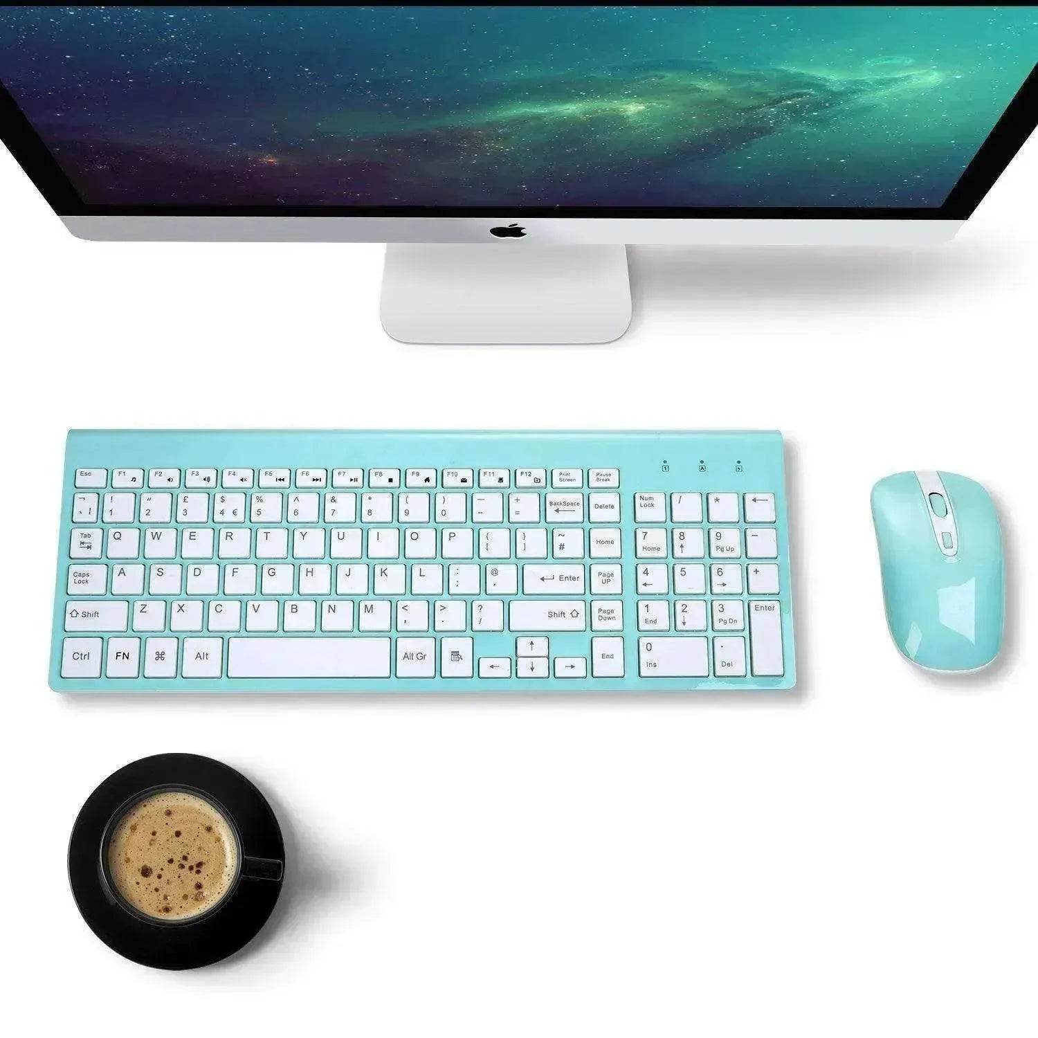 fashion wireless keyboard mouse set 2.4G thin   desktop laptop accessories - www.Shopthatapp.com
