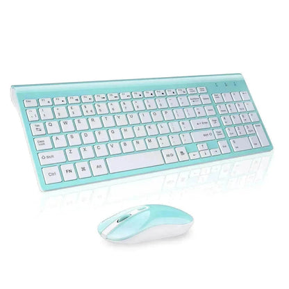 fashion wireless keyboard mouse set 2.4G thin   desktop laptop accessories - www.Shopthatapp.com
