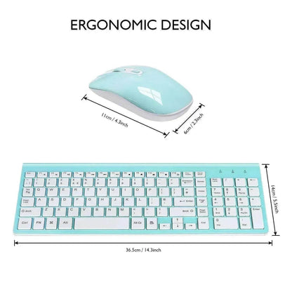 fashion wireless keyboard mouse set 2.4G thin   desktop laptop accessories - www.Shopthatapp.com