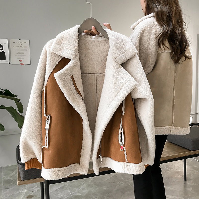 Faux Suede & Sheerling Jacket - www.Shopthatapp.com