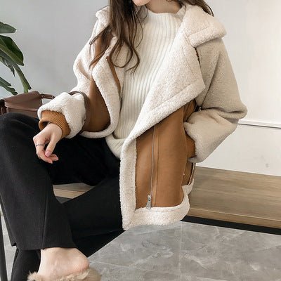 Faux Suede & Sheerling Jacket - www.Shopthatapp.com