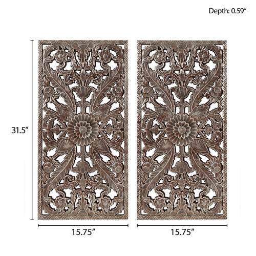 Distressed Carved Wood 2-piece Wall Decor Set - www.Shopthatapp.com
