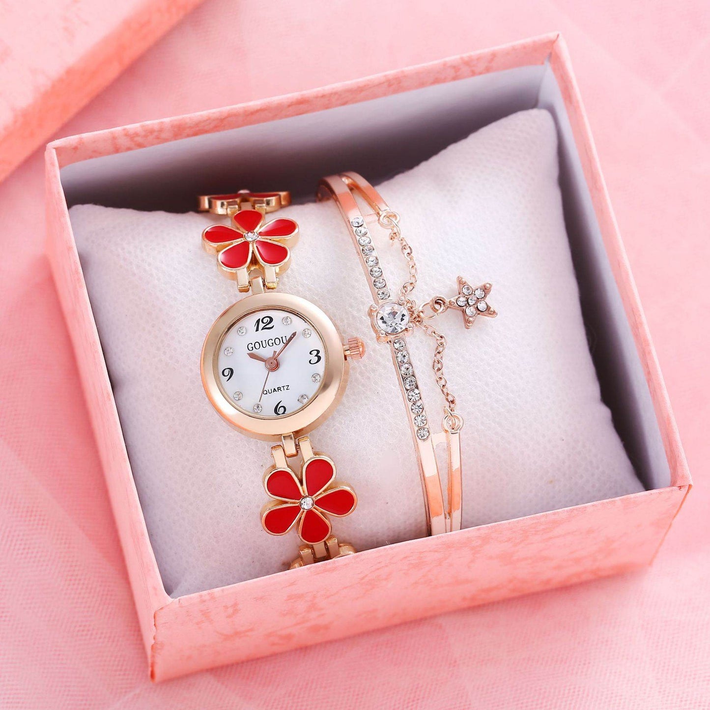 Women's Bracelet Watch Flower Disk Two-piece Bracelet Set - www.Shopthatapp.com