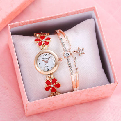 Women's Bracelet Watch Flower Disk Two-piece Bracelet Set - www.Shopthatapp.com