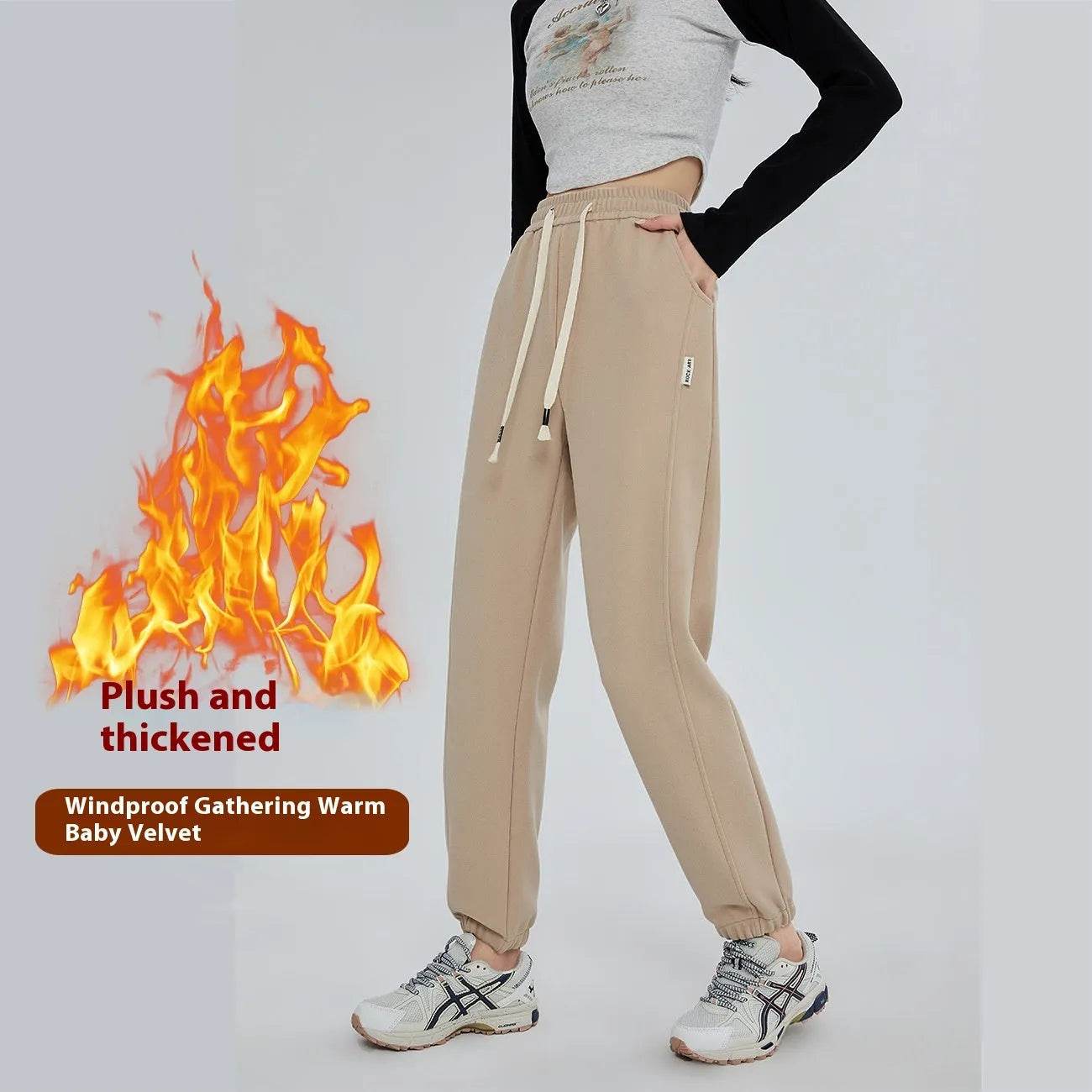 Fleece-lined Thickened Windproof Trousers Casual Pants For Women - www.Shopthatapp.com