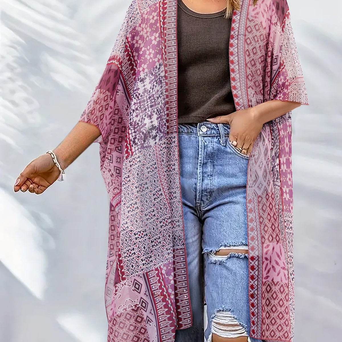 Spring Summer Printed Sun Protection Beach Kimono Cardigan Blouse top Women - www.Shopthatapp.com