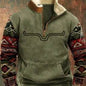 Long Sleeved Half Zippered Printed Casual Pocket Pullover Half Zipper Sweatshirt - www.Shopthatapp.com