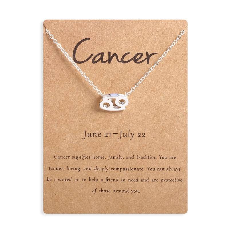 12 Zodiac Sign Necklaces With Gift Card Constellations Pendant Necklace Jewelry - www.Shopthatapp.com
