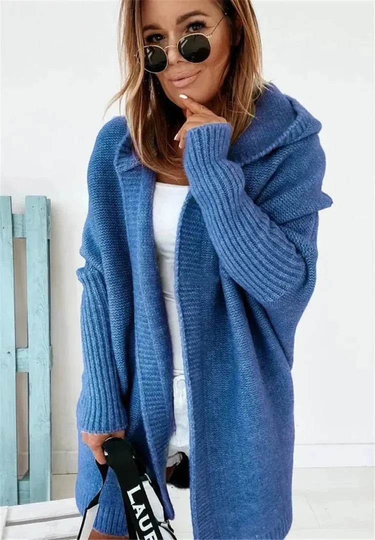Oversized Head cover Knitted Long Kimono Cashmere Cardigan for Women - www.Shopthatapp.com
