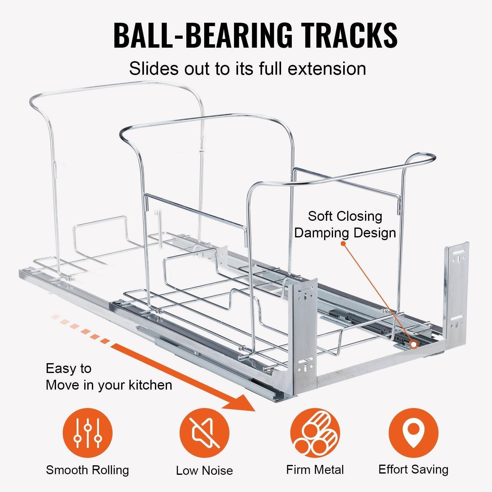 Pull-Out Trash Can, 35Lx2 Double Bins, Under Mount Kitchen Waste Container With Slide And Door Mounting Kit, 110 Lbs Load Capacity Heavy Duty Garbage Recycling Bin For Kitchen Cabinet, Sink - www.Shopthatapp.com