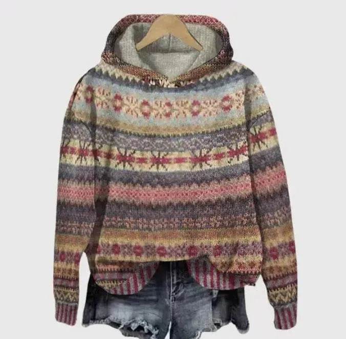 Print Christmas Holiday Casual Hoodie Sweater Pullover - www.Shopthatapp.com