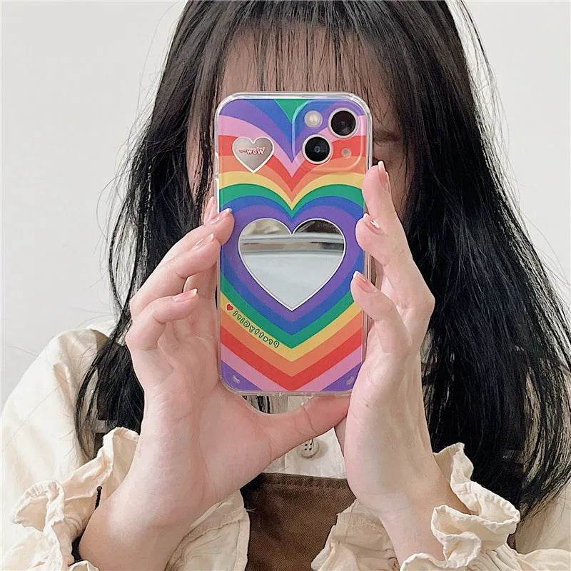 Rainbow Love Mirror Silicone Phone Case - www.Shopthatapp.com