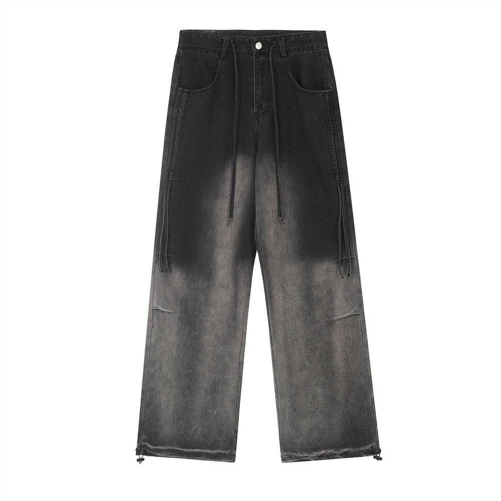 Gradient Tie-dye Straight-leg Denim Trousers Men Jeans - www.Shopthatapp.com