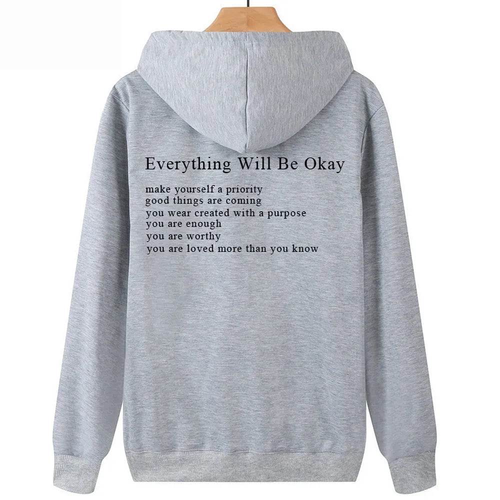 Everything Will Be Okay Loose Casual Men's And Women's Korean Version Loose Round Neck Top - www.Shopthatapp.com