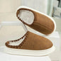 Winter Fashion Cotton Slippers With Sewing-side Design Indoor Non-slip Bedroom Floor Plush Slipper House Shoes Women Couple - www.Shopthatapp.com