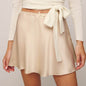 Boutique Mini Satin Skirt High Waist Elastic Solid Color flared skirt - www.Shopthatapp.com