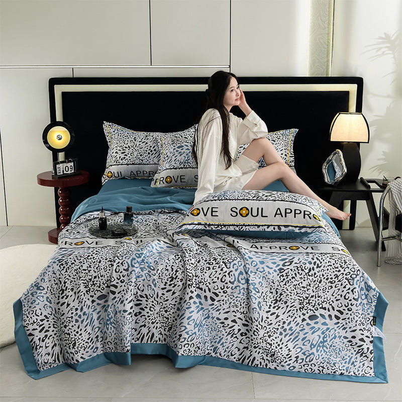 Printed Washed Tencel Summer Cooling Duvet Four-piece Set - www.Shopthatapp.com