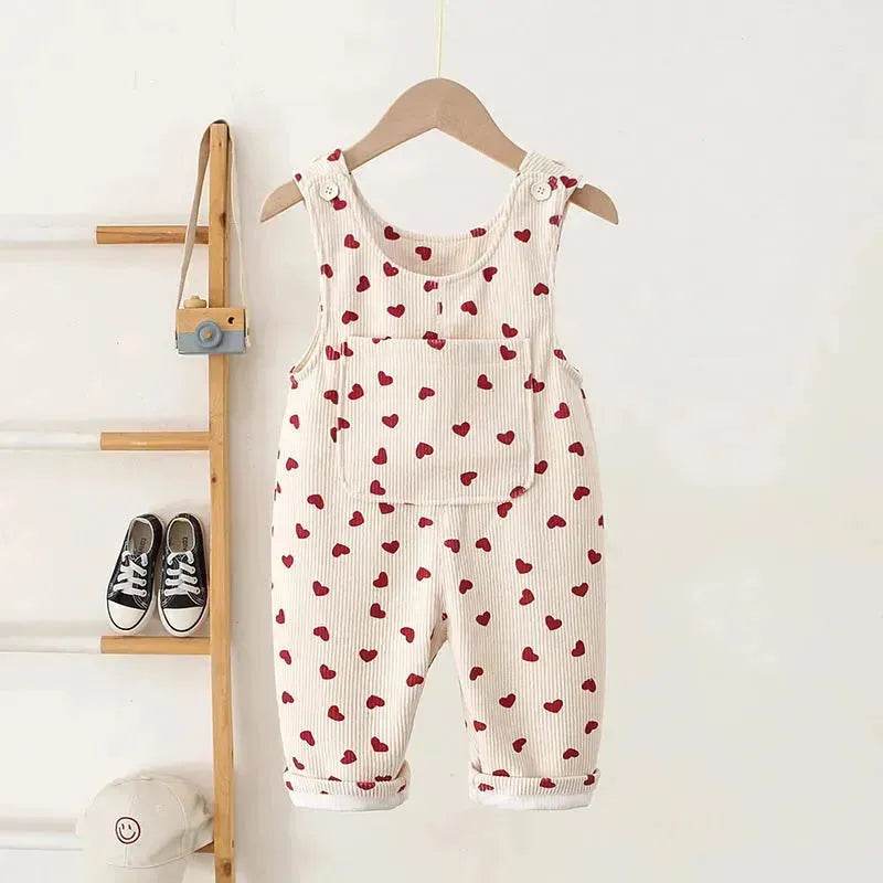 Fashion Girls Heart Printing Corduroy Overalls Baby girl Romper Jumpsuit - www.Shopthatapp.com
