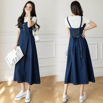 Spring And Autumn New Korean Style Casual All-matching Jeans Suspender Dress - www.Shopthatapp.com