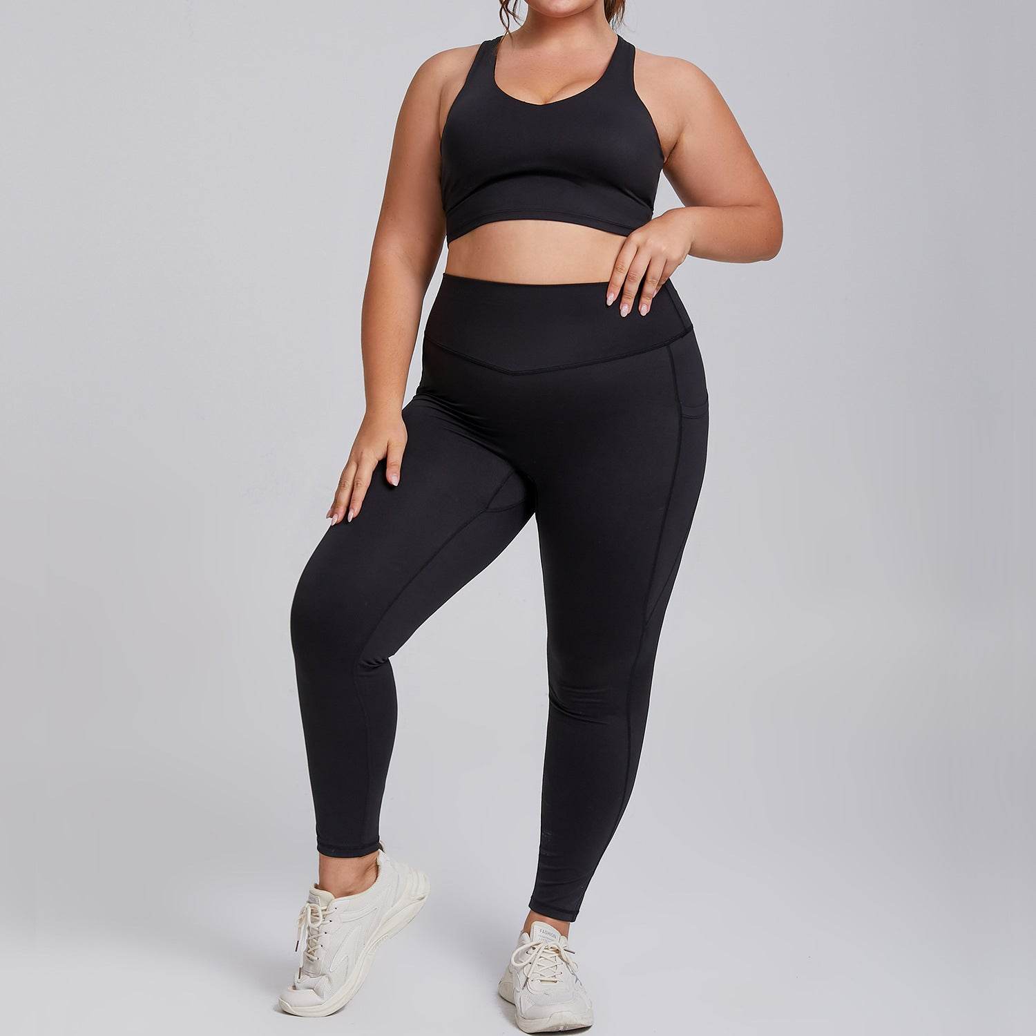 Plus Size Women Sports Workout Gym - Sleeveless Crop and Pant - www.Shopthatapp.com