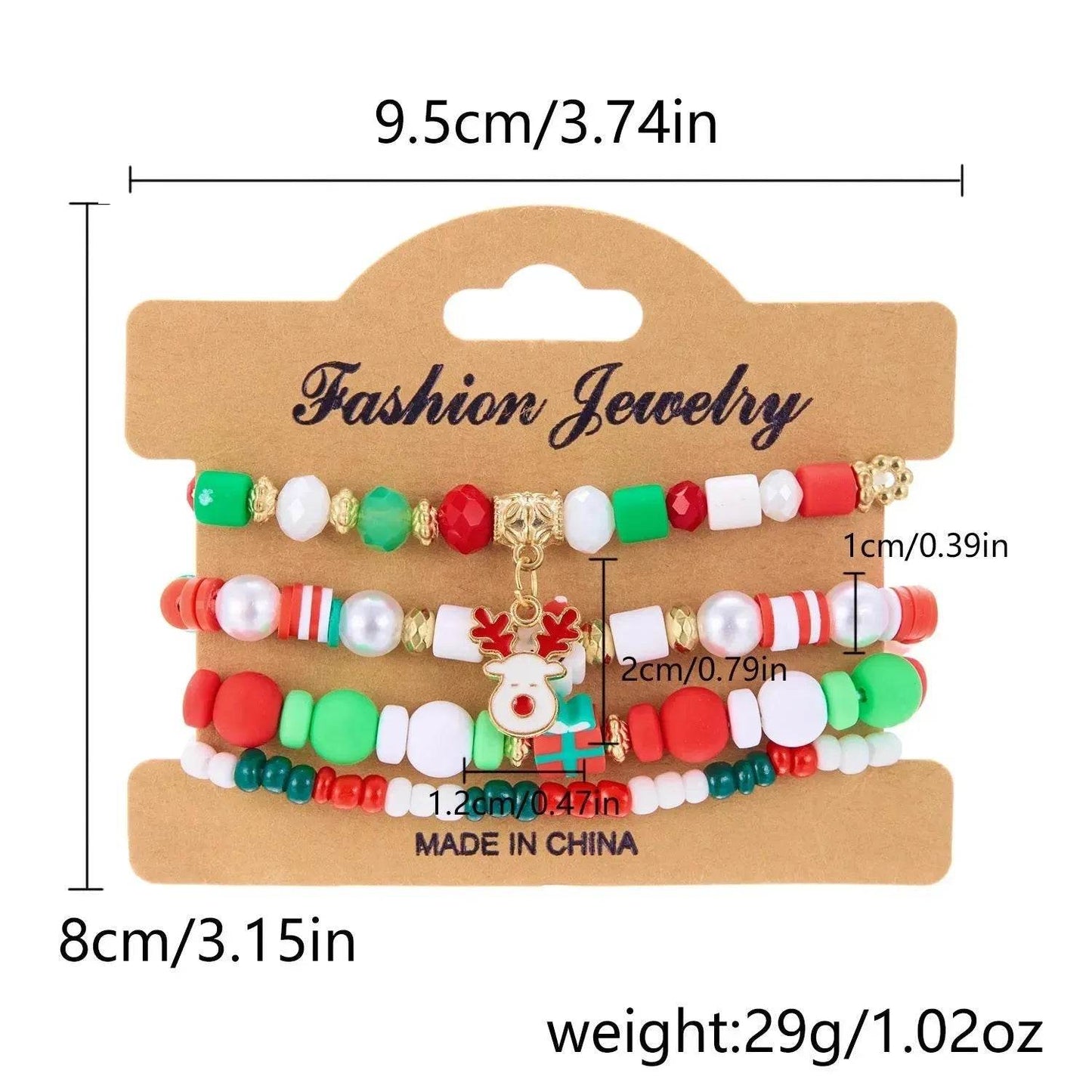 4pcs Christmas Snowman Handmade Beaded Bracelet set gift idea - www.Shopthatapp.com