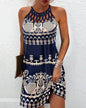Fashion Print Dress Casual Halterneck Dresses For Women Summer Clothes - www.Shopthatapp.com