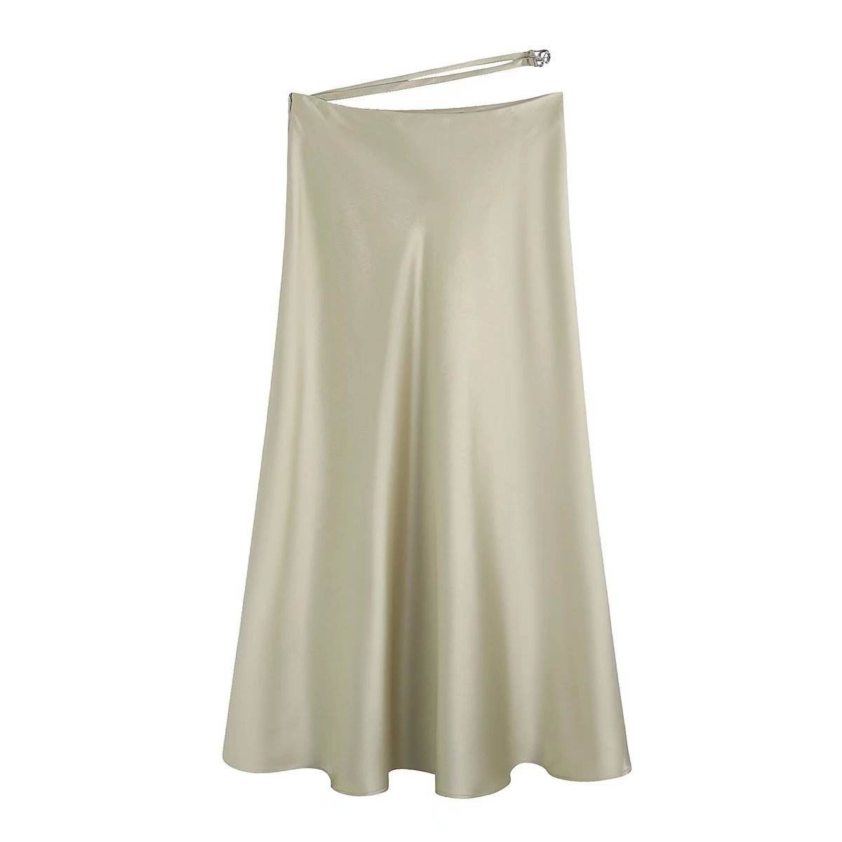 High Waisted Midi Silk Satin Skirt - www.Shopthatapp.com