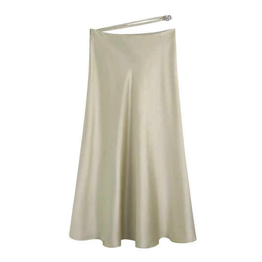 High Waisted Midi Silk Satin Skirt - www.Shopthatapp.com