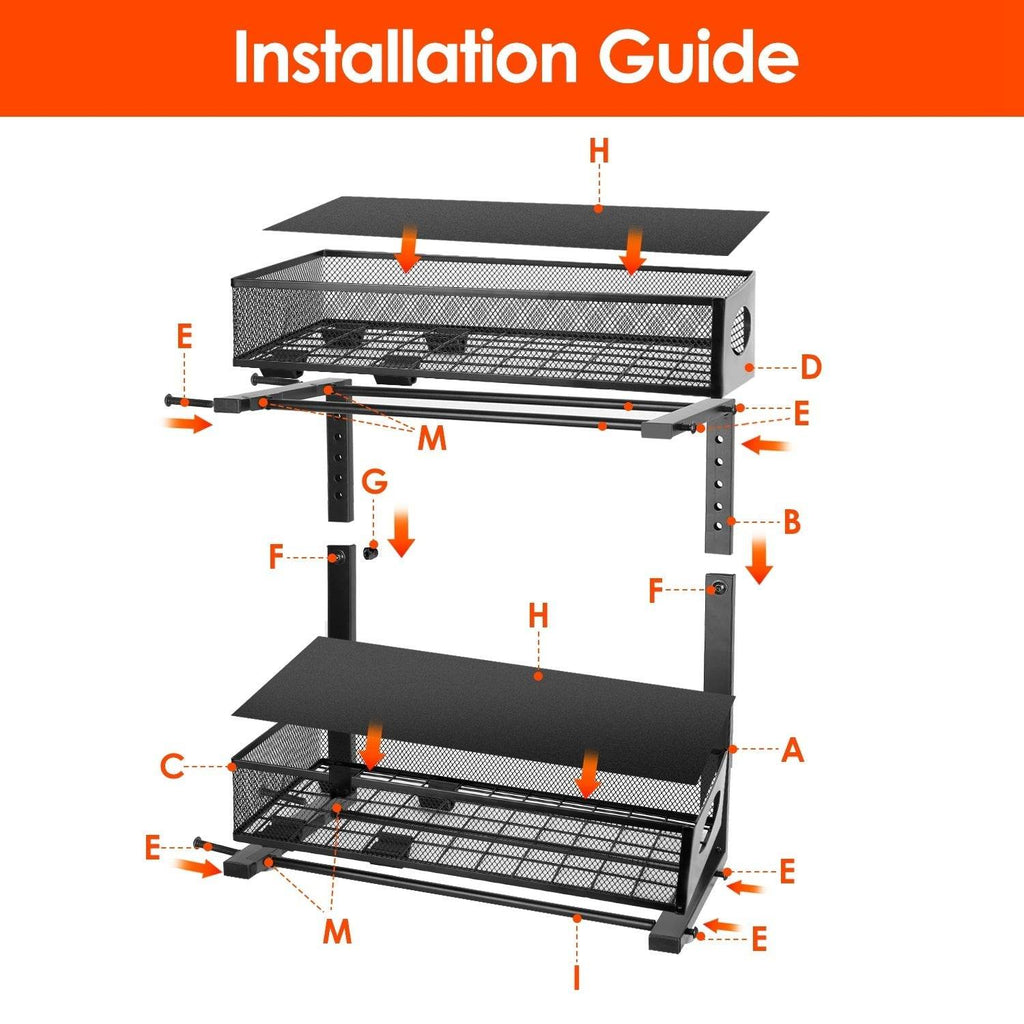 2Pcs Under Sink Organizer 2 Tier Pull Out Cabinet Baskets Storage Shelf Sliding Storage Drawers Rack With 5 Adjustable Height Mesh Baskets For Home Kitchen Bathroom Office - www.Shopthatapp.com