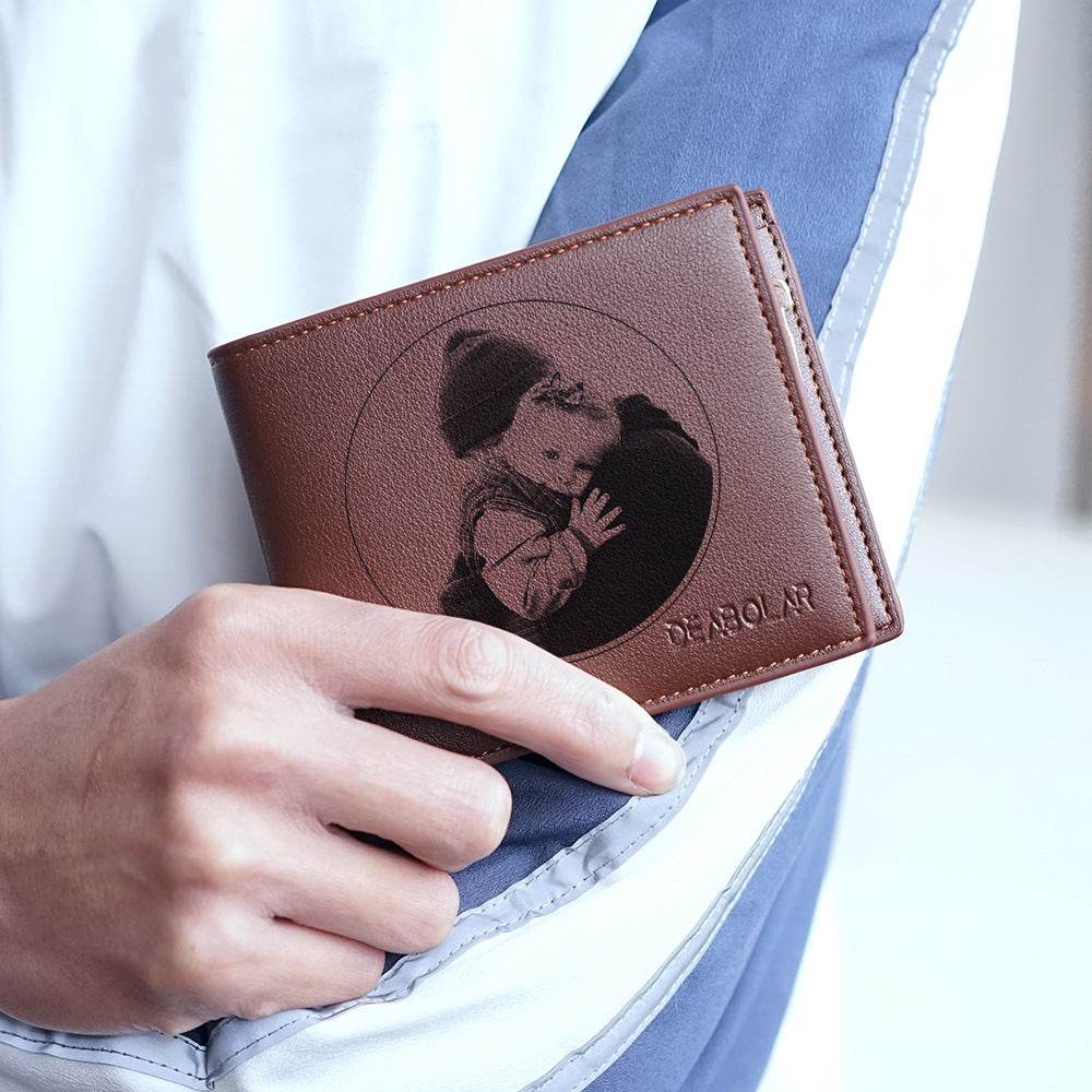 Custom Men's leather Wallet Zipper Valentine's Day gift  Personalized Men's Wallet - www.Shopthatapp.com