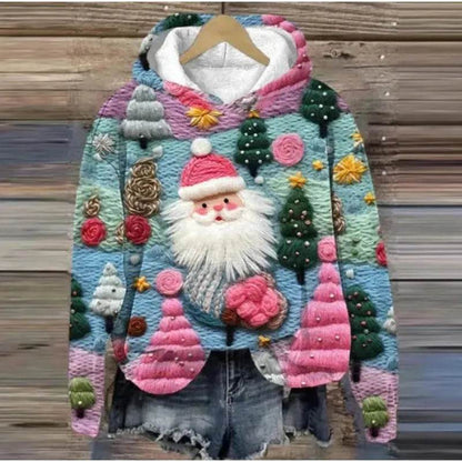 Print Christmas Holiday Casual Hoodie Sweater Pullover - www.Shopthatapp.com