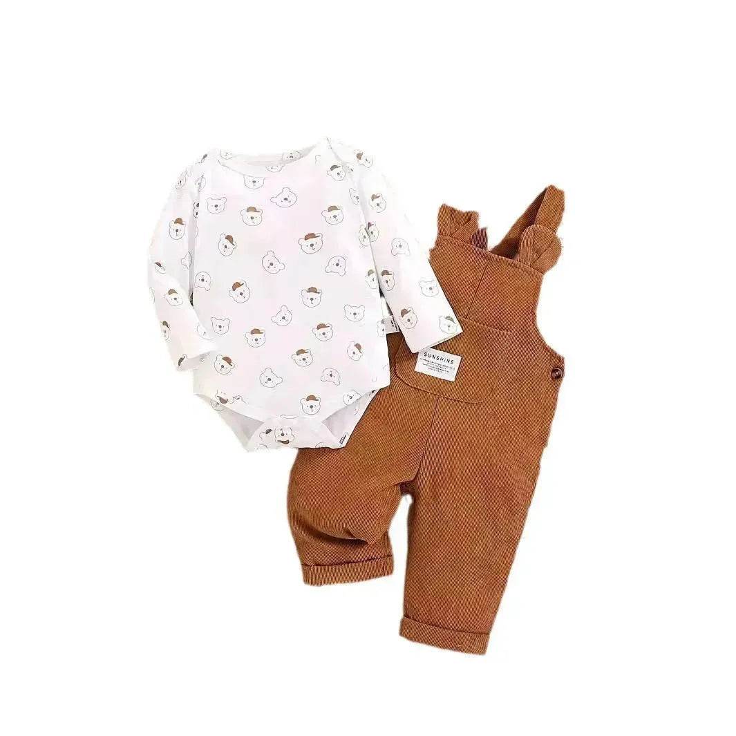 Cute Baby Bear Printed Romper Overalls Suit for baby girl - www.Shopthatapp.com