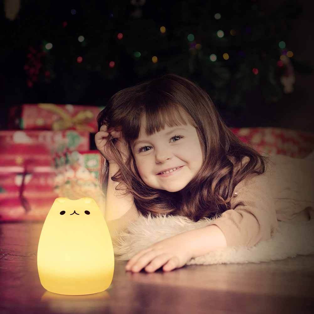 Children Night Light, EECOO Cute Cat Lamp Soft Silicone Sensitive Tap Control Decompression Toy - www.Shopthatapp.com