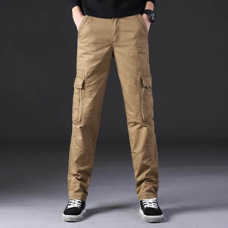 Overalls Men's Outdoor Casual Trousers Pure Cotton Straight Loose Multi-pocket Cargo Pant - www.Shopthatapp.com