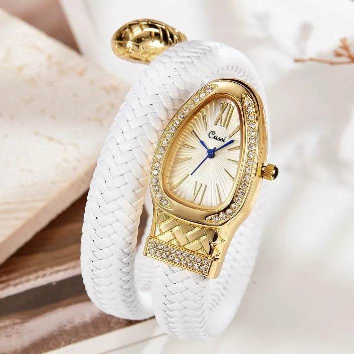 Snake Watch Fashion,  Quartz Watch With Diamond Leather Strap - www.Shopthatapp.com