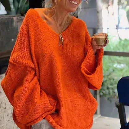 Women's Fashion V-neck Long-sleeve Knitwear 2-color Sweater dress - www.Shopthatapp.com